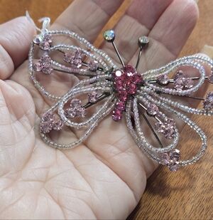 Pink Crystal Butterfly Brooch - Women Jewelry